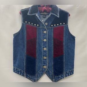❌SOLD❌Vintage denim & velvet vest